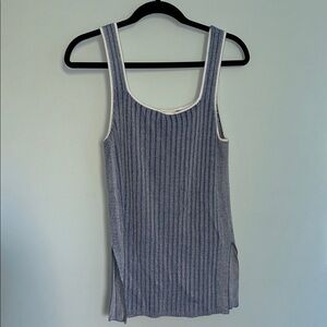 Club Monaco Ribbed Knit tank in Blue and White size large